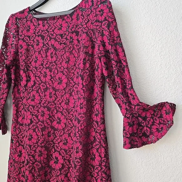 American Living Women's Lace Dress Sz 12 Bell Sleeve Bohemian NEW Stretch A-Line - Picture 4 of 11